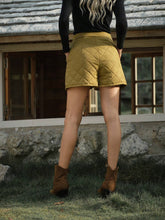 LanaWest Women's Casual Solid Color Padded Cotton Plaid Warm Shorts For Winter